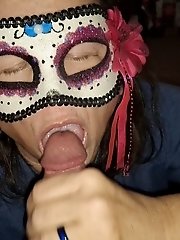 A masked stranger is sucking my penis.