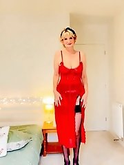 The lady in red helps me out with my dick 52