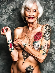 Old Nude Granny - 80 Year Old Italian Woman with Tattoos and White Hair.