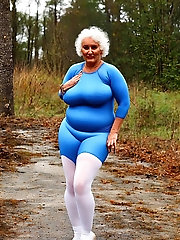 Big Tit Grannies: 80 Y.O. Fat Belarusian Happy Granny with White Hair and Slicked Hair